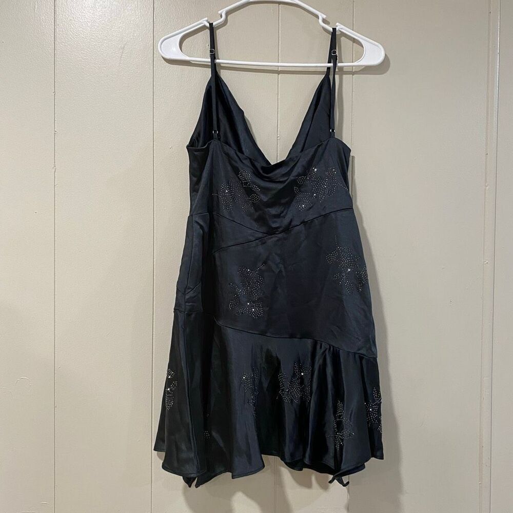 Oh Polly Black Rhinestone Mini Dress NWT Spaghetti Strap US 8